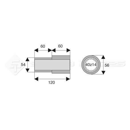 Tube de cardan Douille Cannelee Cuna 40 L 120