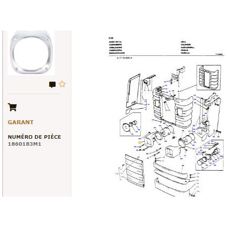 Couvre-Phare Droit - pour Massey Ferguson - Adaptable - Ref origine : 1860183M1