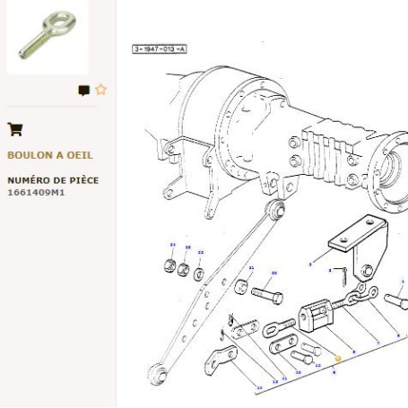 Coulisse - pour Massey Ferguson - Adaptable - Ref origine : 1661409M1