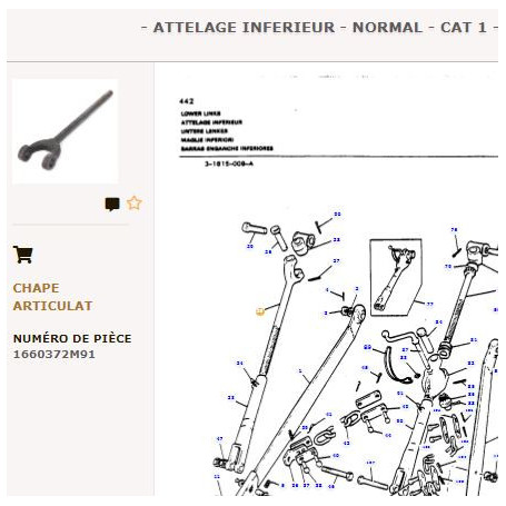 Etrier De Mise A Niveau - pour Massey Ferguson - Adaptable - Ref origine : 1660372M91