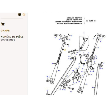 Etrier De Mise A Niveau - pour Massey Ferguson - Adaptable - Ref origine : 897653M92