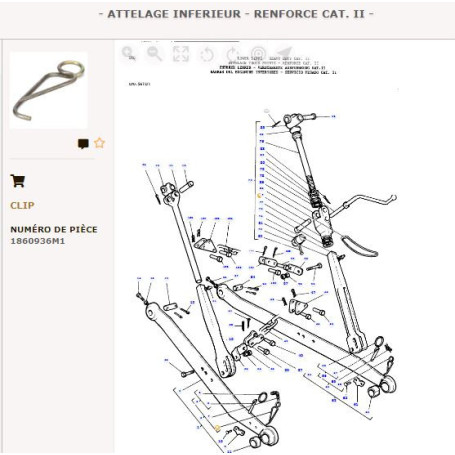 Clip de maintien - pour Massey Ferguson - Adaptable - Ref origine : 1860936M1