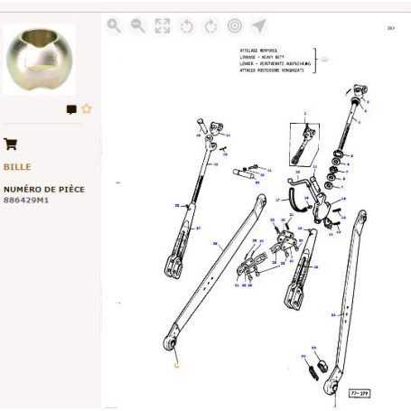 Rotule De Couplage Di28 - pour Massey Ferguson - Adaptable - Ref origine : 886429M1