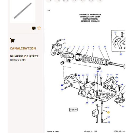 Tuyau Amenee - pour Massey Ferguson - Adaptable - Ref origine : 898229M1