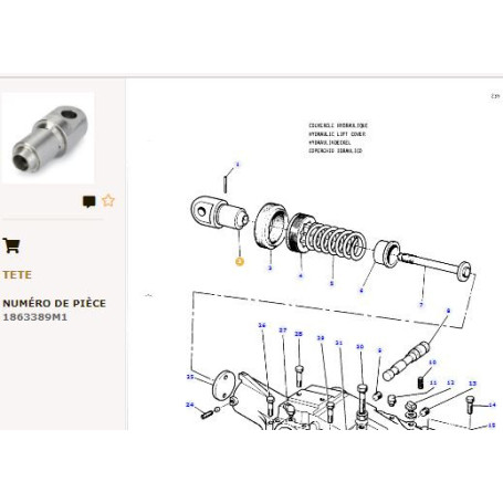 Chape - pour Massey Ferguson - Adaptable - Ref origine : 1863389M1