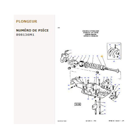 Arbre de relevage hydraulique - pour Massey Ferguson - Adaptable - Ref origine : 898136M1