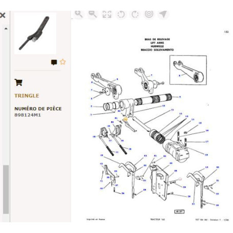 Bras de liaison - pour Massey Ferguson - Adaptable - Ref origine : 898124M1