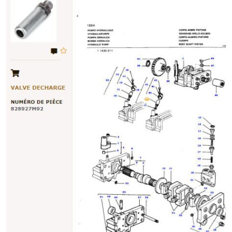 Soupape De Detente - pour Massey Ferguson - Adaptable - Ref origine : 828927M92