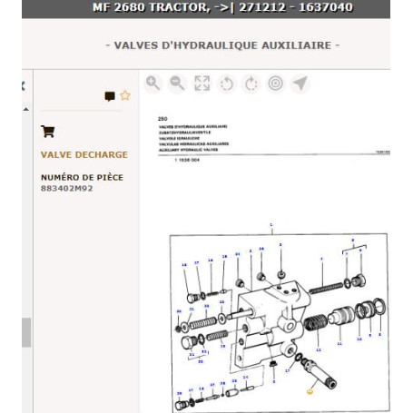 Soupape de surpression - pour Massey Ferguson - Adaptable - Ref origine : 883402M92