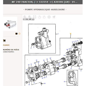 Pompe Hydraulique Auxiliaire - pour Massey Ferguson - Adaptable - Ref origine : 1686766M91