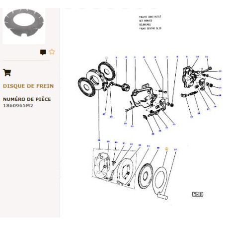 Disque A Frein - pour Massey Ferguson - Adaptable - Ref origine : 1860965M2