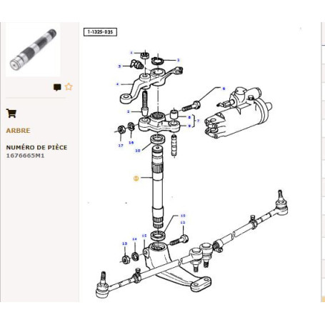 Arbre De Direction - pour Massey Ferguson - Adaptable - Ref origine : 1676665M1