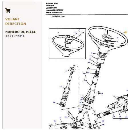 Volant De Direction - pour Massey Ferguson - Adaptable - Ref origine : 1671945M1