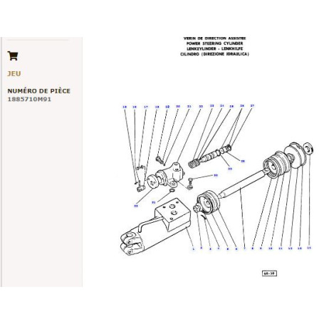 Jeu de joints de direction - pour Massey Ferguson - Adaptable - Ref origine : 1885710M91