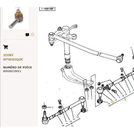 Rotule De Bielle De Connexion - pour Massey Ferguson - Adaptable - Ref origine : 886802M91