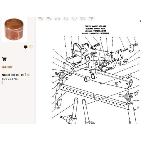 Douille finie - pour Massey Ferguson - Adaptable - Ref origine : 897235M1