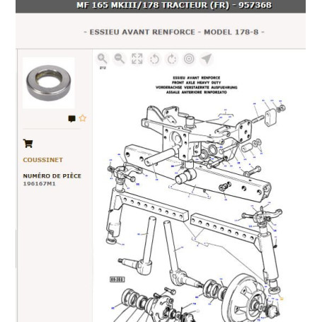 Roulement - pour Massey Ferguson - Adaptable - Ref origine : 196167M1