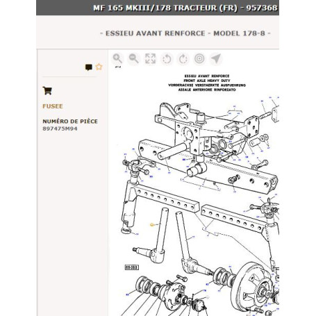 Fusee Droite - pour Massey Ferguson - Adaptable - Ref origine : 897475M96