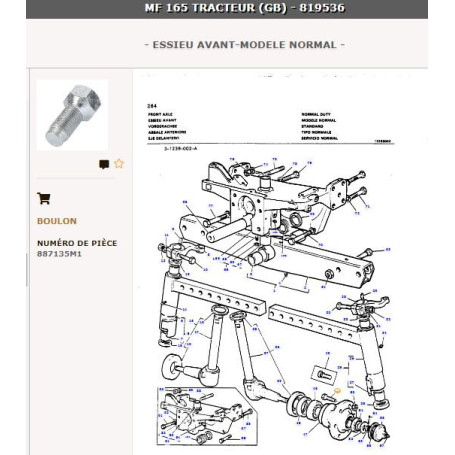 Ecrou de roue (x10) ¾ AF - pour Massey Ferguson - Adaptable - Ref origine : 887135M1