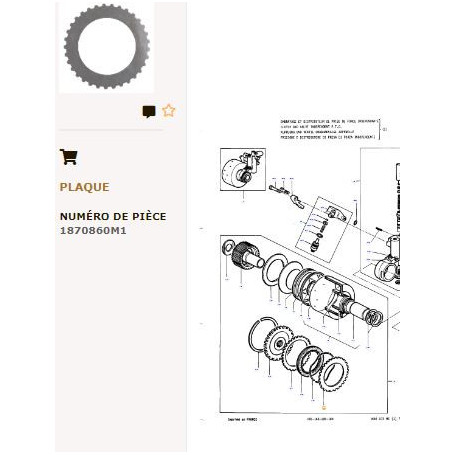 Plateau - pour Massey Ferguson - Adaptable - Ref origine : 1870860M1