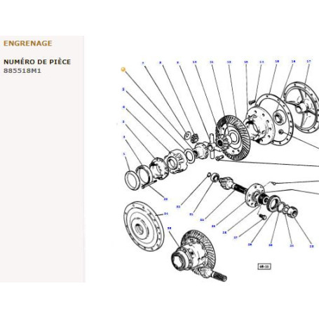 Pignon - pour Massey Ferguson - Adaptable - Ref origine : 885518M1