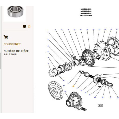 Roulement - pour Massey Ferguson - Adaptable - Ref origine : 191250M1