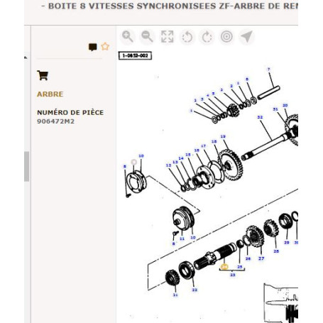 Arbre Principal - pour Massey Ferguson - Adaptable - Ref origine : 906472M2