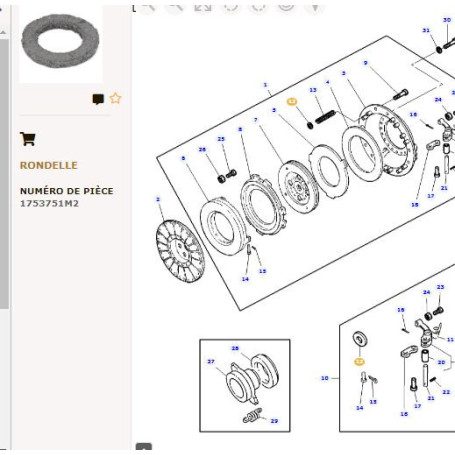 Kit de levier basculant - pour Massey Ferguson - Adaptable - Ref origine : 1753751M2