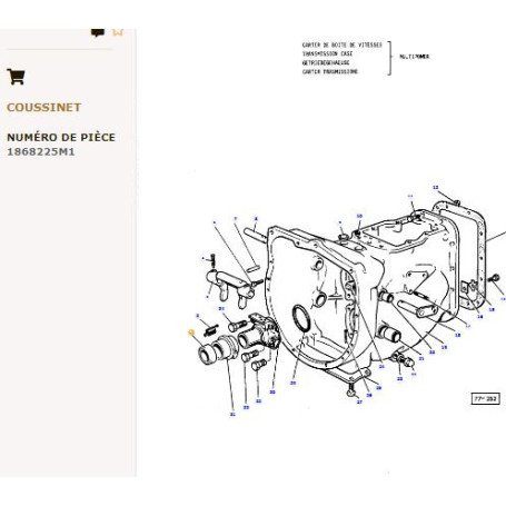 Butée d’embrayage - pour Massey Ferguson - Adaptable - Ref origine : 1868225M1