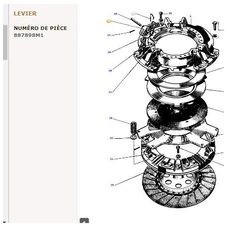 Levier (x3) - pour Massey Ferguson - Adaptable - Ref origine : 887898M1