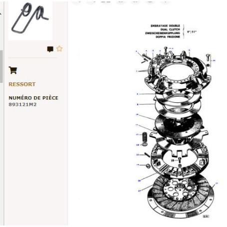 Ressort d’embrayage de réglage - pour Massey Ferguson - Adaptable - Ref origine : 893121M2