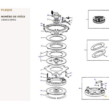 Plaque de pression - pour Massey Ferguson - Adaptable - Ref origine : 1860158M1