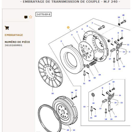 Ensemble commande principale - pour Massey Ferguson - Adaptable - Ref origine : 3610269M92