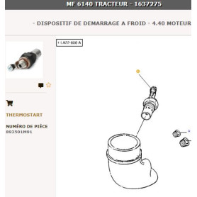 Bougie De Rechauffage - pour Massey Ferguson - Adaptable - Ref origine : 893501M91