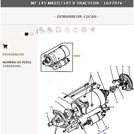 Demarreur - pour Massey Ferguson - Adaptable - Ref origine : 3597426M3