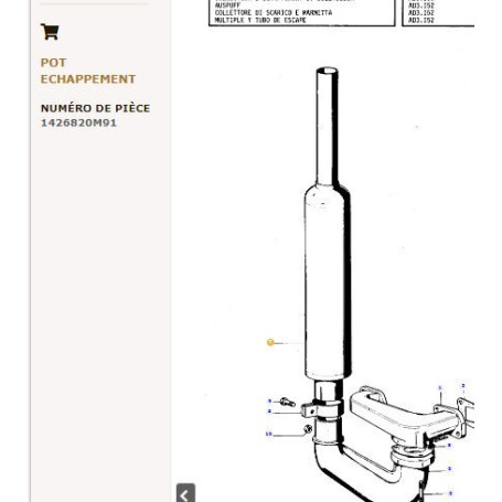 Silencieux - pour Massey Ferguson - Adaptable - Ref origine : 1426820M91