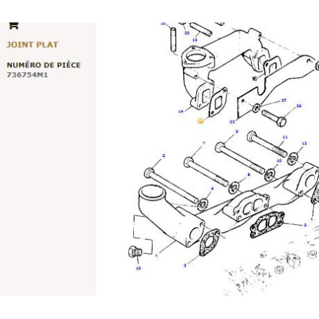 Joint (x10) - pour Massey Ferguson - Adaptable - Ref origine : 736754M1