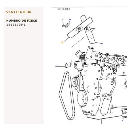 Pale de ventilateur - pour Massey Ferguson - Adaptable - Ref origine : 1885173M1