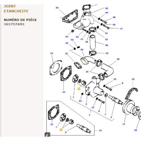 Joint De Pompe à eau - pour Massey Ferguson - Adaptable - Ref origine : 3637576M1