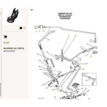 Attache d’accélérateur - pour Massey Ferguson - Adaptable - Ref origine : 894225M1