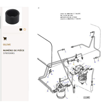 Tuyau Caoutchouc Avec Cone (x100) - pour Massey Ferguson - Adaptable - Ref origine : 376526X1