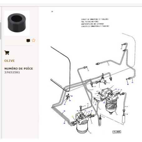 Tuyau Bicone - Caoutchouc (x100) - pour Massey Ferguson - Adaptable - Ref origine : 376525X1