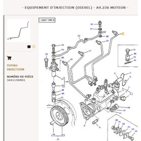 Kit de tube d’injecteur - pour Massey Ferguson - Adaptable - Ref origine : 3641156M91