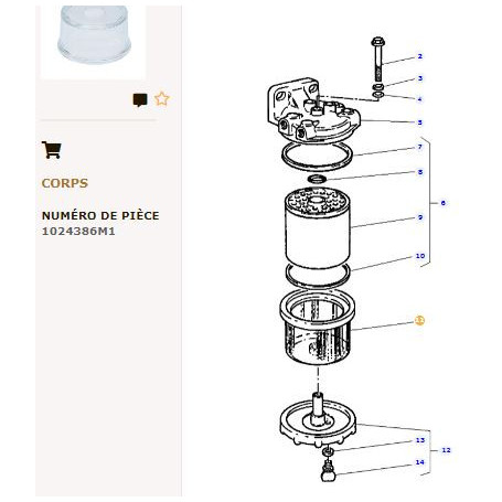 Bol Verre -Fond Plat - pour Massey Ferguson