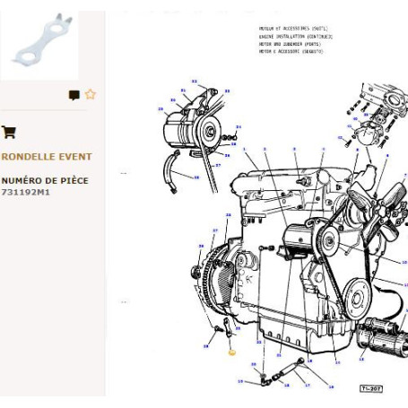 Rondelle (x10) - pour Massey Ferguson - Adaptable - Ref origine : 731192M1