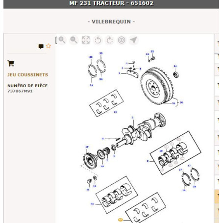 Jeu De Paliers De Bielle 010 -0.010 " - pour Massey Ferguson - Adaptable - Ref origine : 737067M91