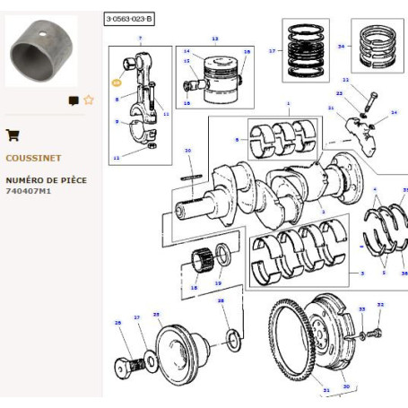 Bague pied de bielle (x10) - pour Massey Ferguson - Adaptable - Ref origine : 740427M1