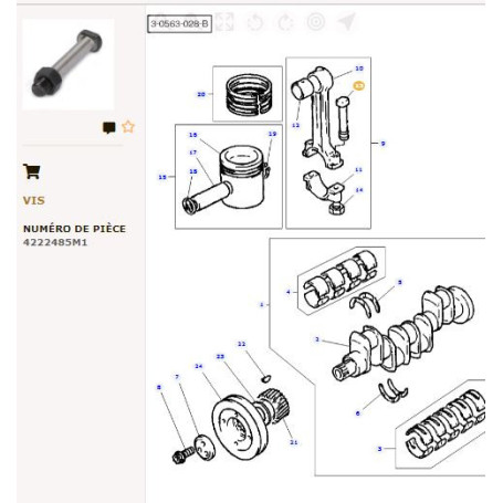 Axe De Bielle (x10) - pour Massey Ferguson - Adaptable - Ref origine : 4222485M1