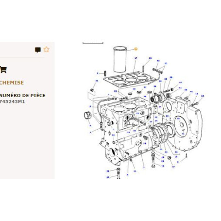 Chemise +0.010" - pour Massey Ferguson - Adaptable - Ref origine : 745243M1