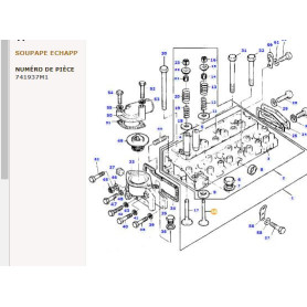 Soupape d'échappement - pour Massey Ferguson - Adaptable - Ref origine : 741937M1